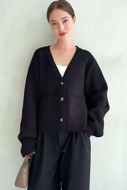 V Neck Pocket Detail Cardigan