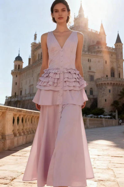 Elegant Vintage Sleeveless Swing Tiered Prom Dress