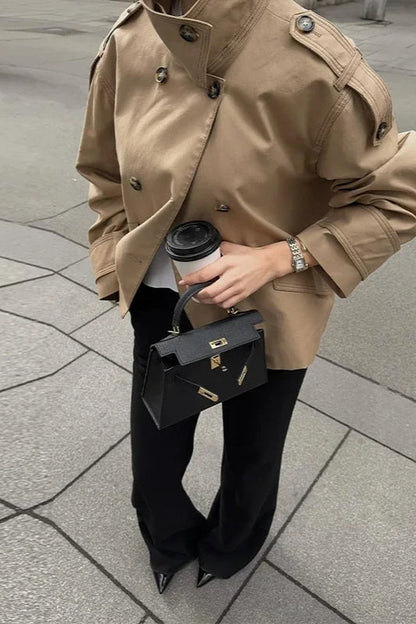 Stand Collar Loose Fit Casual Jacket