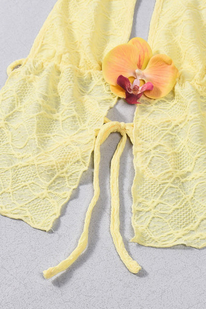 Sexy Yellow Beach Halter Mini Skirt Set