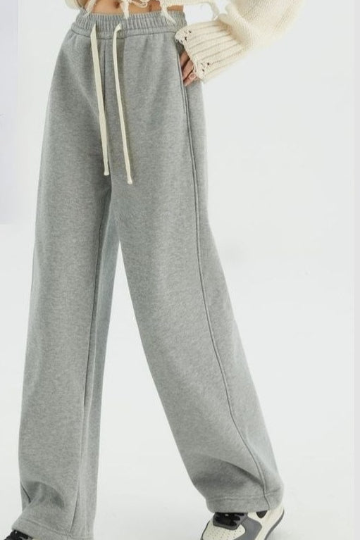 Fleece Lined Loose Fit Curved Knit Pants