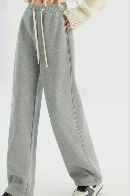 Fleece Lined Loose Fit Curved Knit Pants