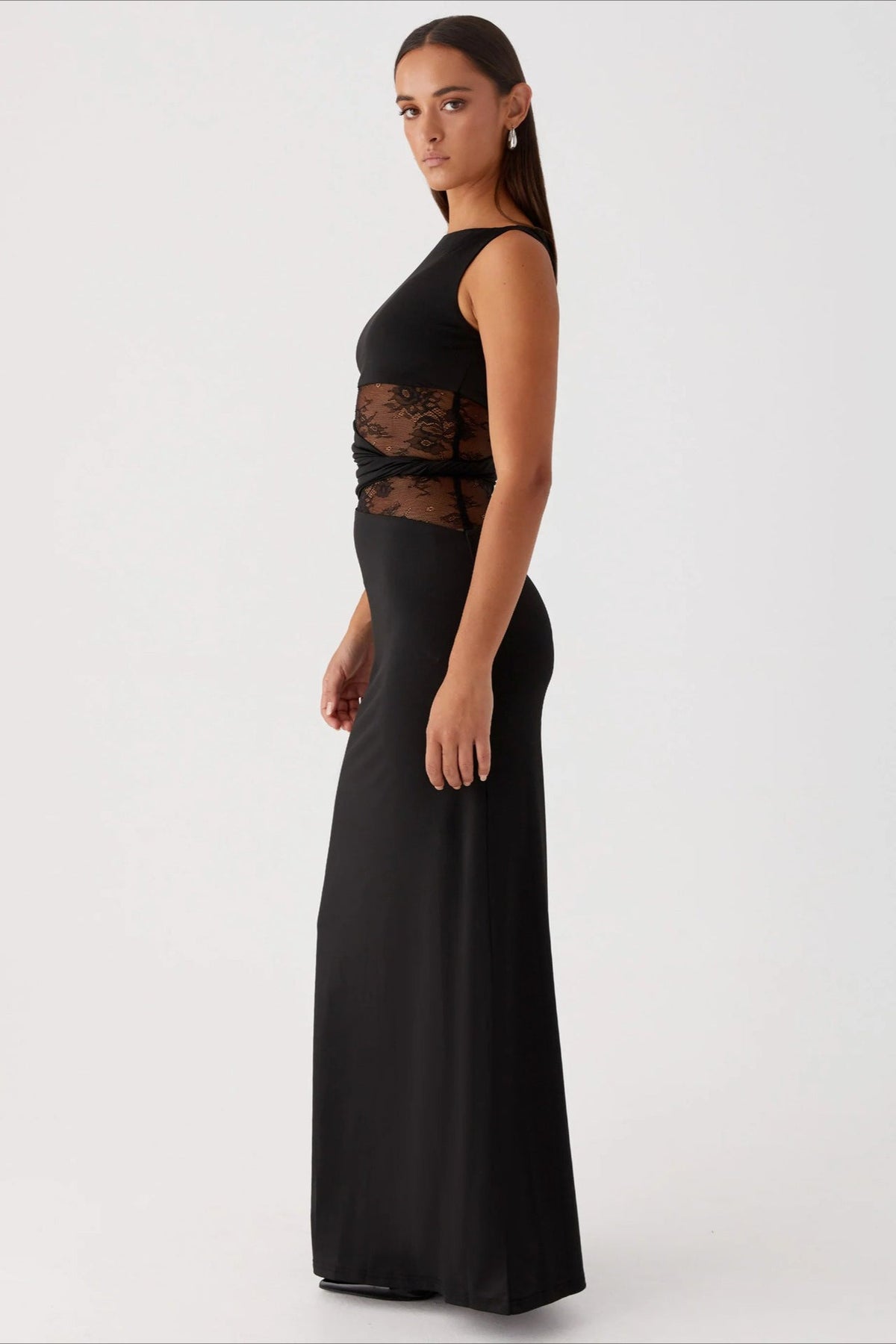 Cut Out Lace Panel Sleeveless Bodycon Dress