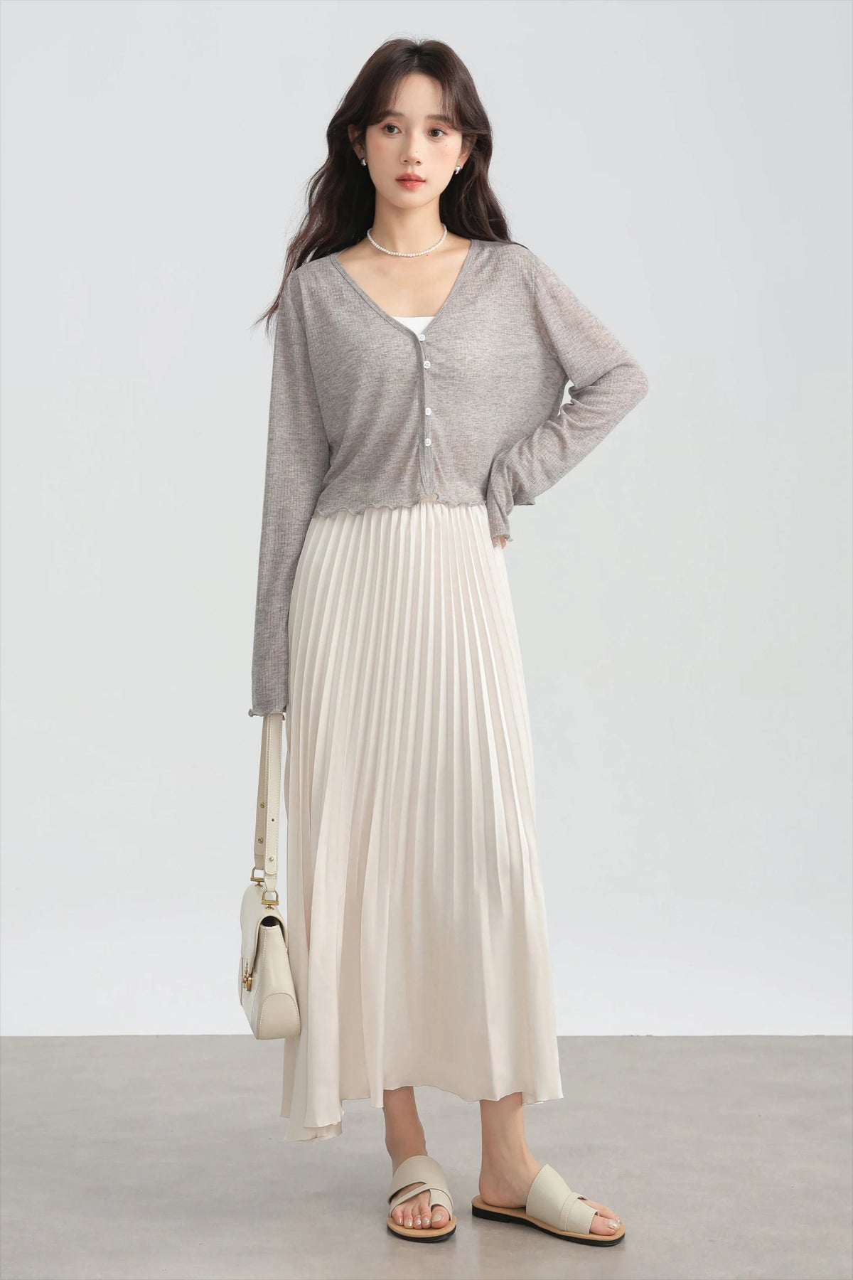 Tencel V-Neck Cropped Cardigan