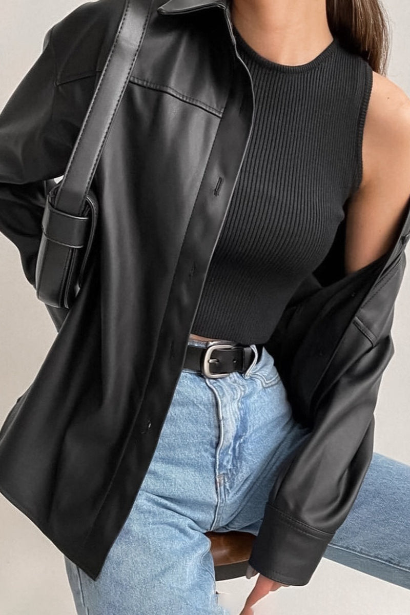 Moto Style Faux Leather Jacket