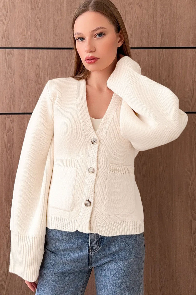 V Neck Pocket Detail Cardigan