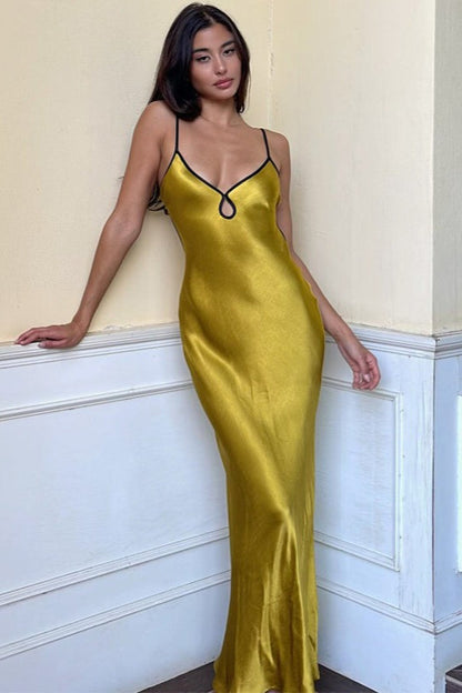 Back-Tie Low-Back Slip Party Dress