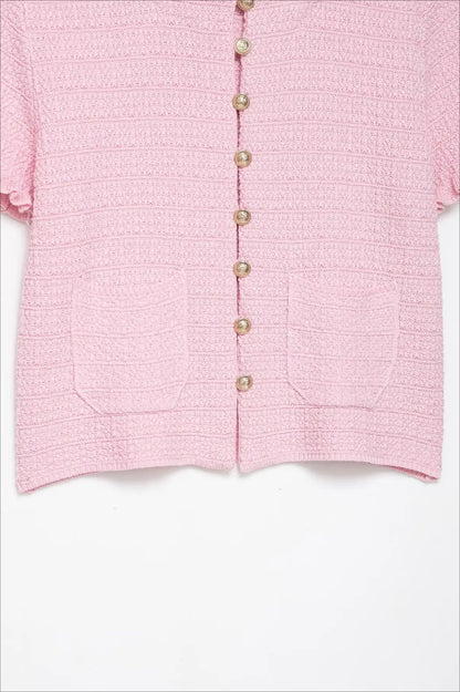 Solid Knit Short Sleeve Cardigan