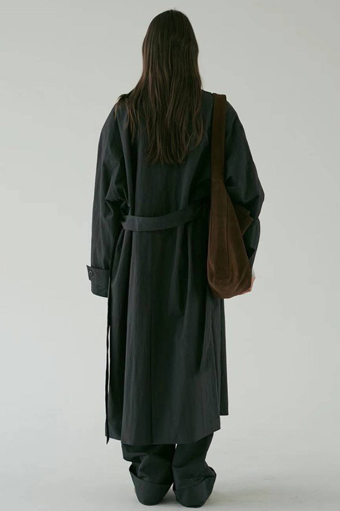 Oversized Stand Collar Long Casual Overcoat