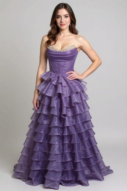 Crystal Mesh Corset Ball Gown Prom Dress
