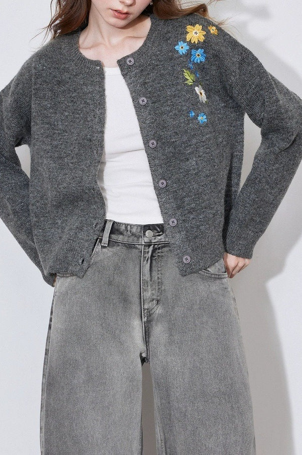 Vintage Floral Embroidery Sweater