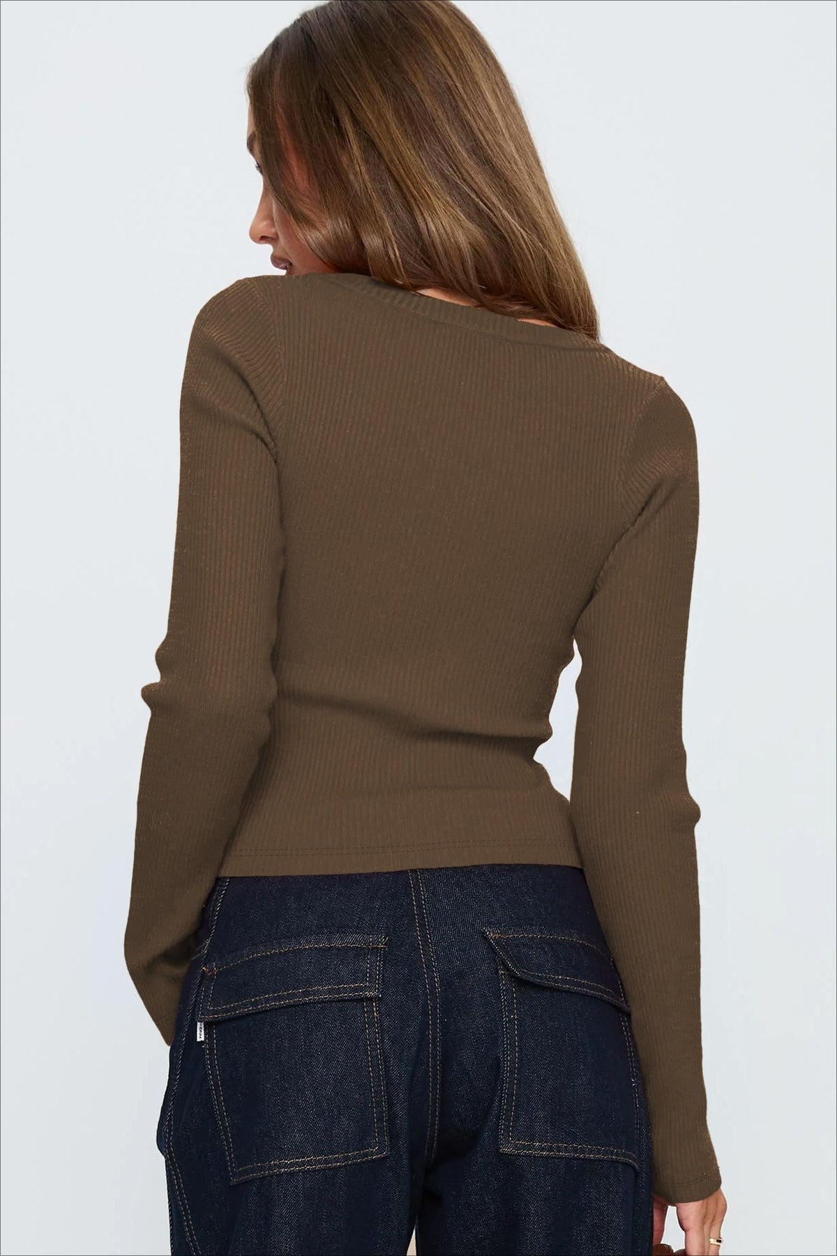 Ribbed V Neck Button Cardigan