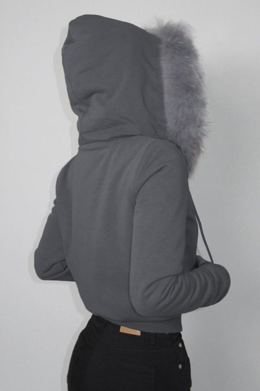 Plush Lined Cropped Zip Jacket