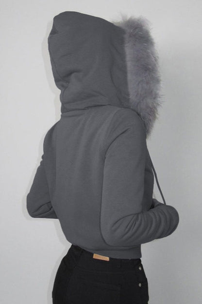Plush Lined Cropped Zip Jacket