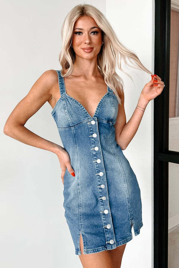 V Neck Denim Dress