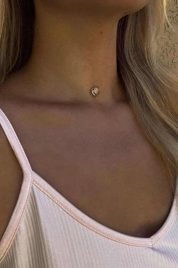 Clear Crystal Dewdrop Collarbone Necklace
