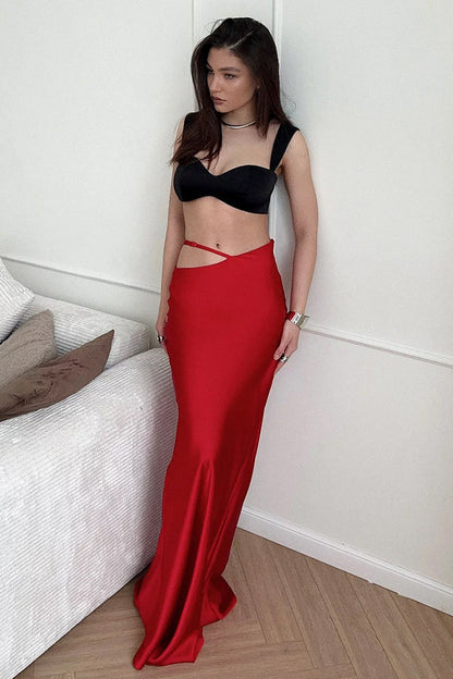 Solid Color Soft Bodycon Maxi Skirt