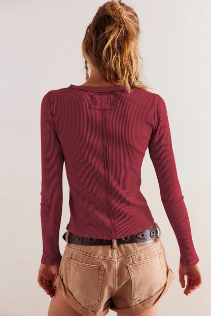 Round Neck Long Sleeve Ribbed Cardigan
