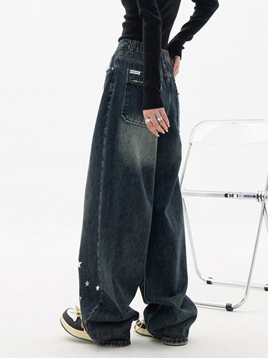 Star Print Baggy Boyfriend Jeans