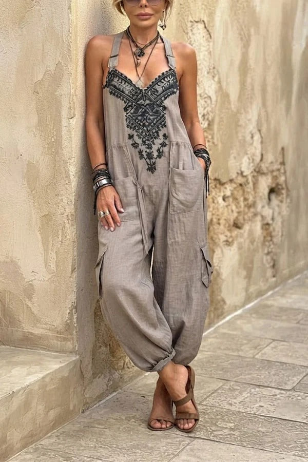 Aria Boho Chic Embroidered Jumpsuit