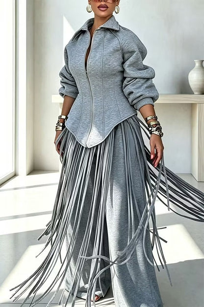 Aura Sculptural Corset-Style Zip-Up Sweatshirt