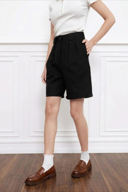 High Waist Minimalist Casual Tailored Shorts