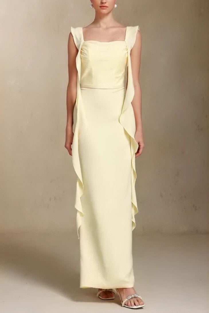 Elegant U Neck Sash Maxi Mermaid Prom Dress