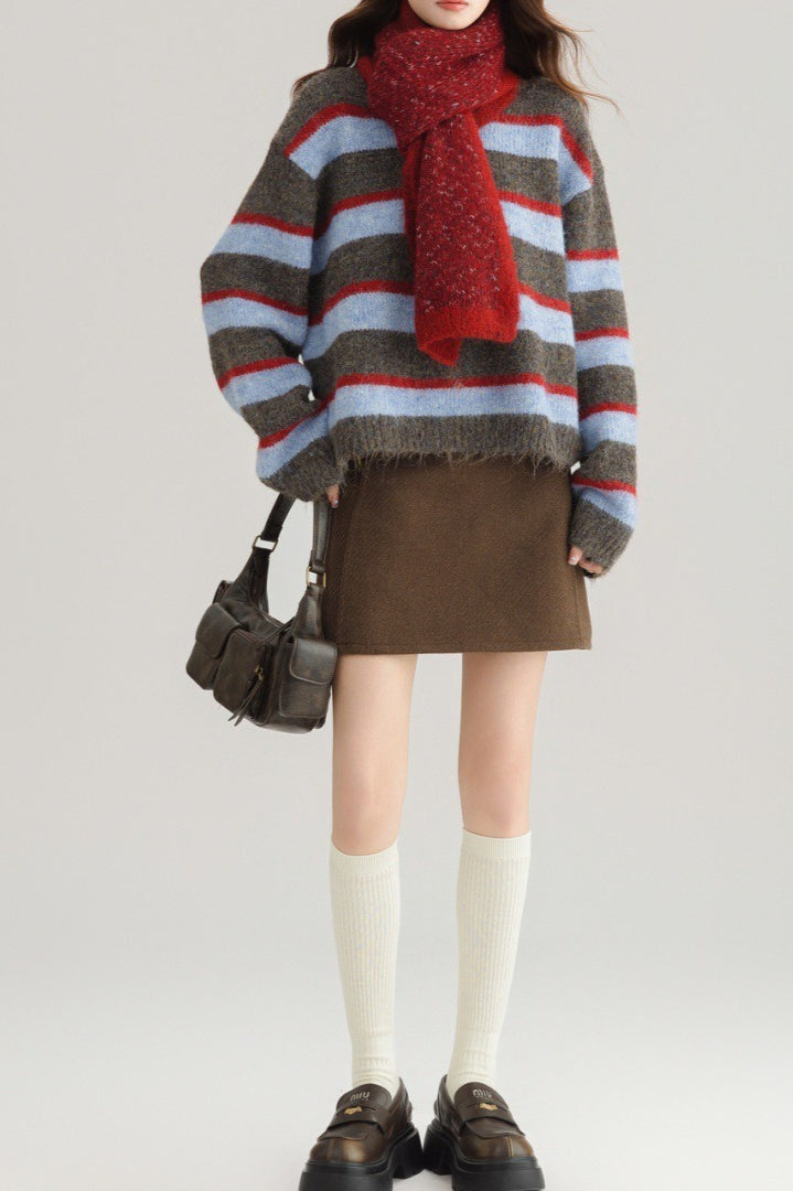Crew Neck Colorblock Sweater