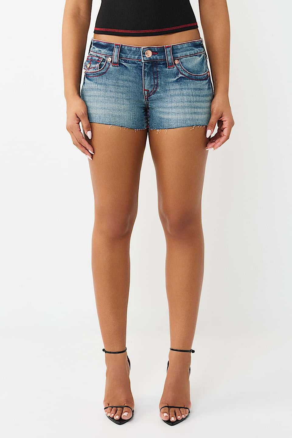 Embroidered Low Rise Bodycon Denim Casual Shorts