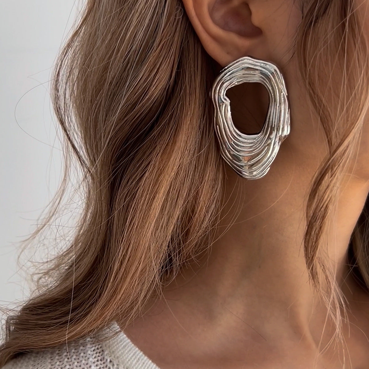 Liquid Irregular Ruched Flower Earrings