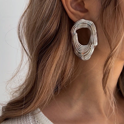 Liquid Irregular Ruched Flower Earrings