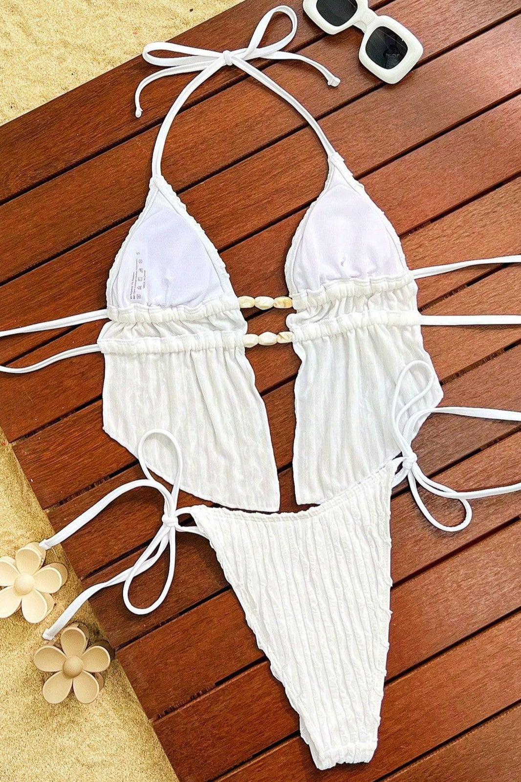 Halter Tie Detail Bodycon Two Piece Swim Set