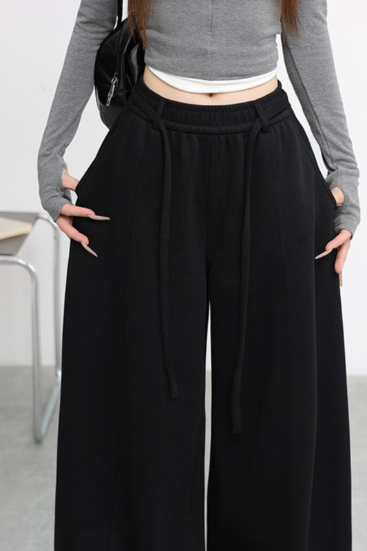 Fleece Lined Curved High Waist Knit Pants