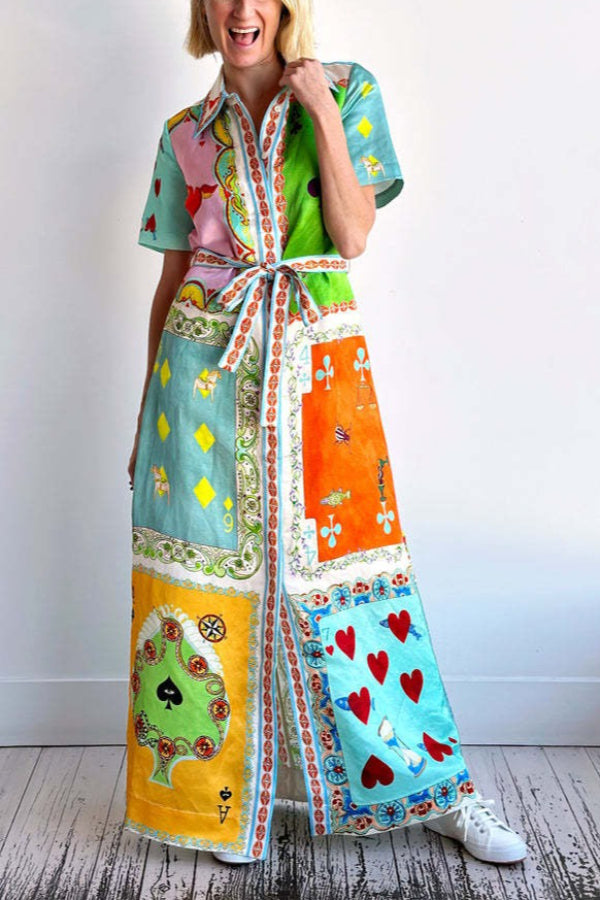 Fashion Lapel Printed Shirt Dress