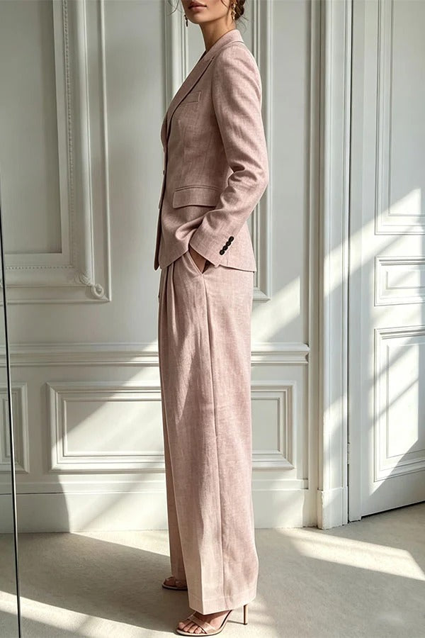 Minimalist Chic Tailored Blazer & Pleated Pant Suit
