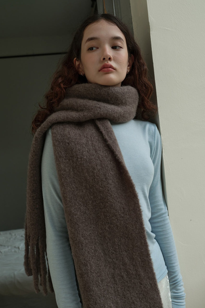 Glacier Blue Solid Wool Blend Scarf