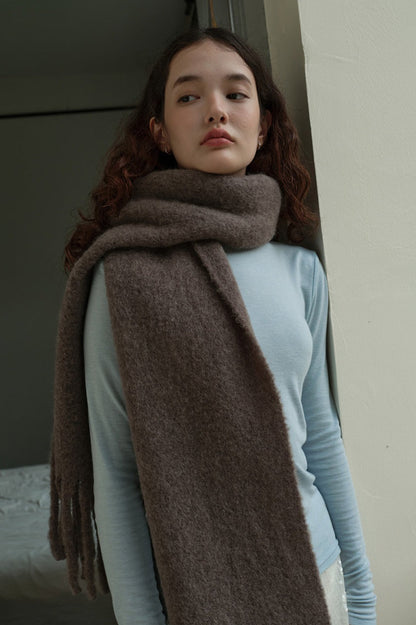 Glacier Blue Solid Wool Blend Scarf