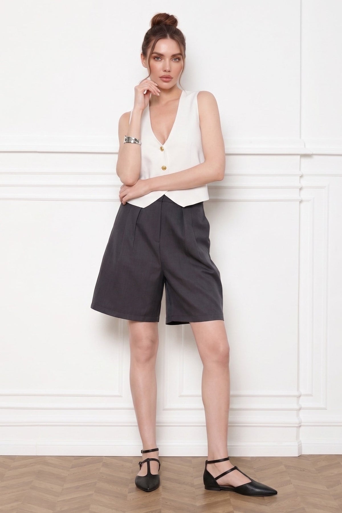 High Waist Minimalist Casual Tailored Shorts