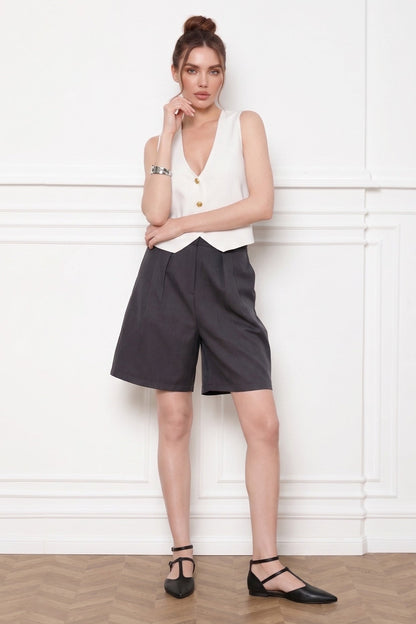 High Waist Minimalist Casual Tailored Shorts