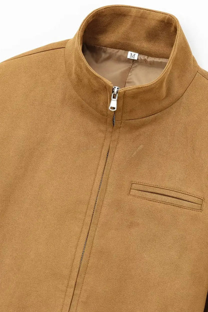 High Collar Zip Slim Short Jacket