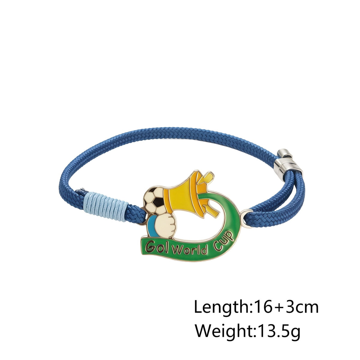 World Cup Football Themed Enamel Adjustable Woven Bracelet