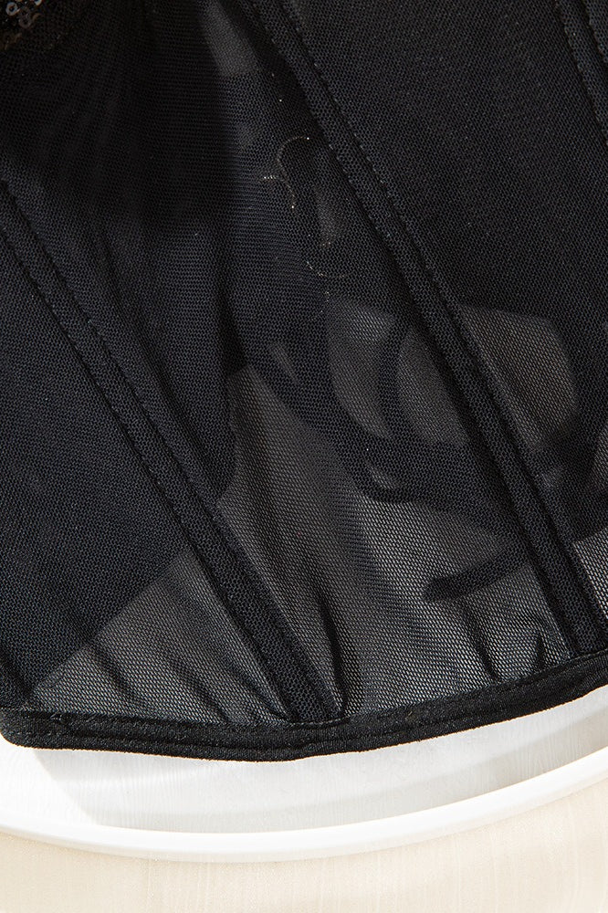 Tie Front Sequin Underwire Corset