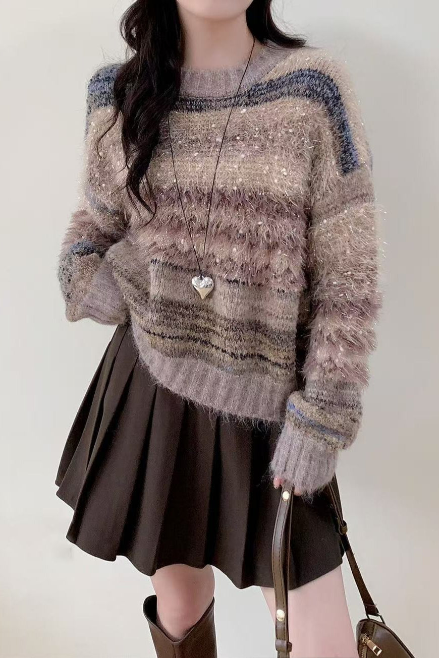 Gradient Color Long Sleeve Knit Sweater