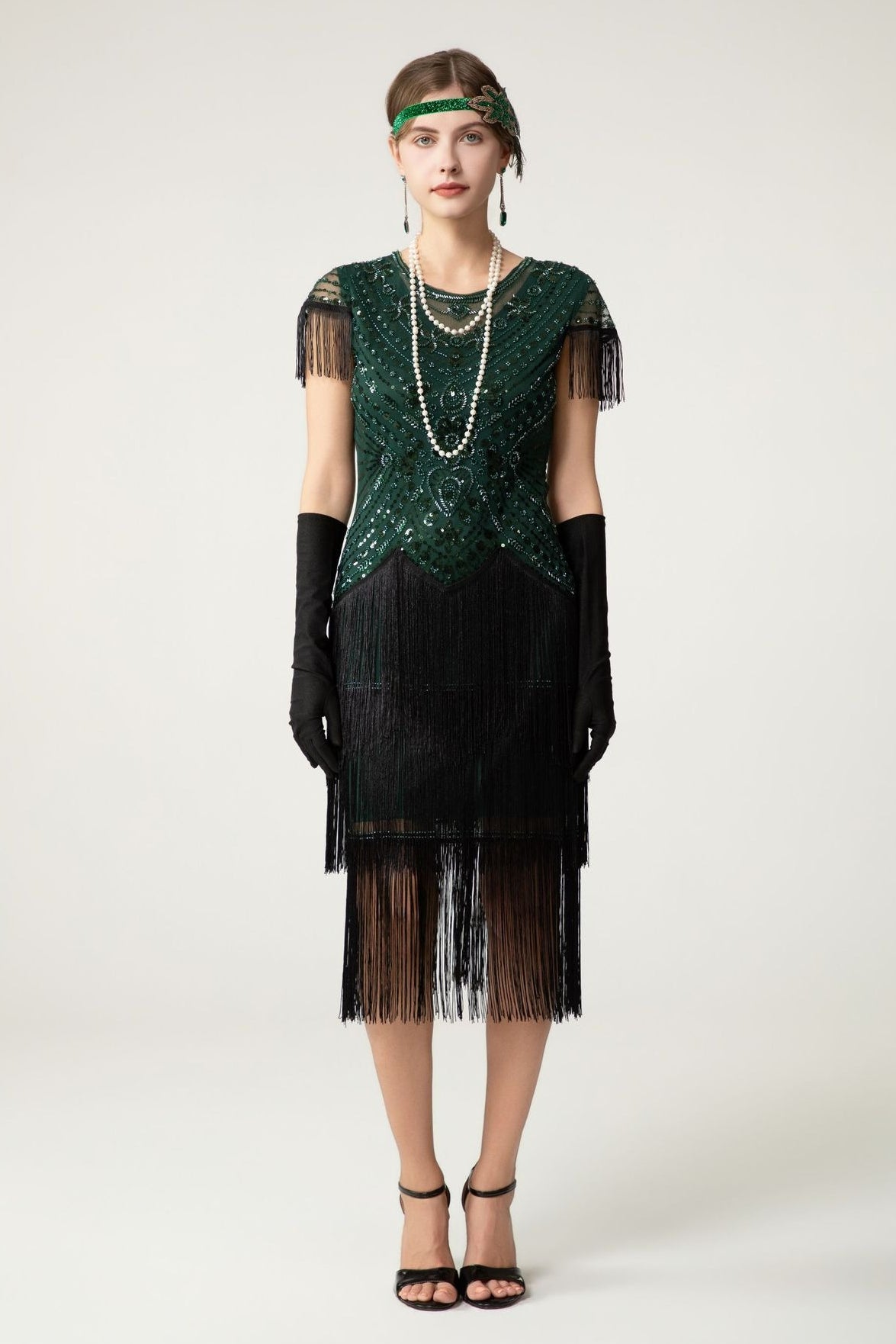 Sequin Short Sleeve Fringe Boho Dress