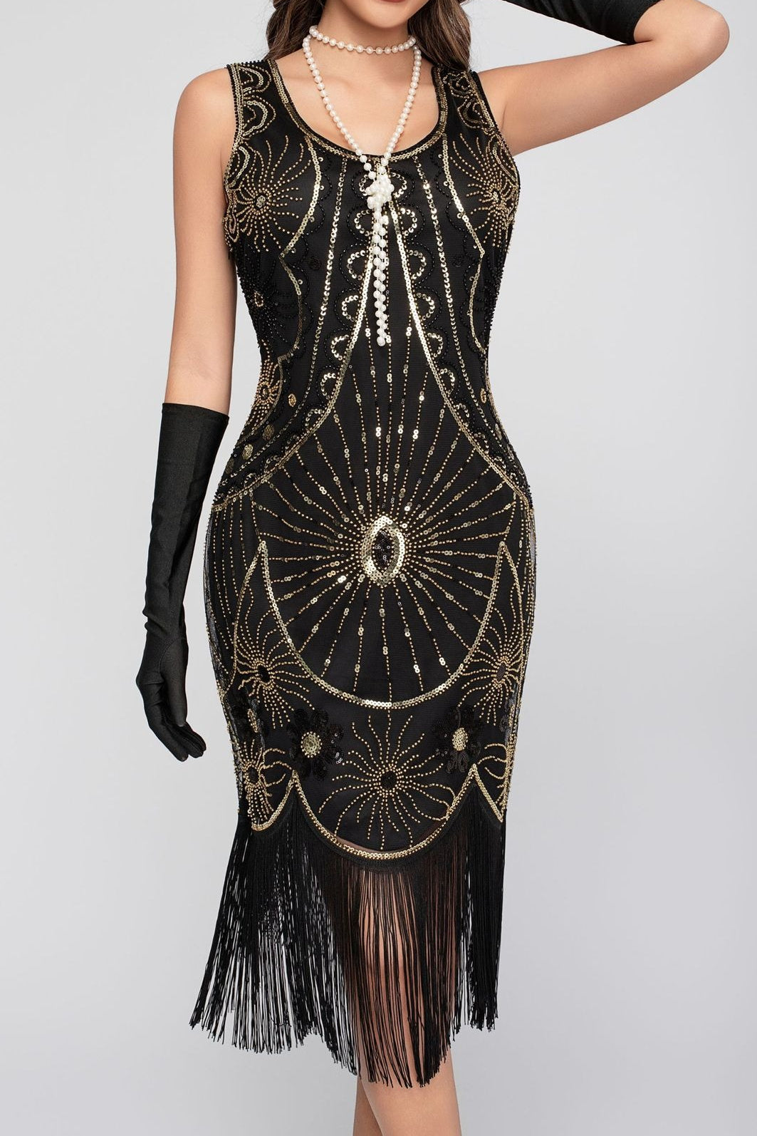 Sequin Beaded Tassel Tank Boho Dress