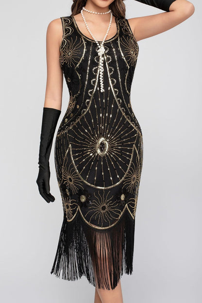 Sequin Beaded Tassel Tank Boho Dress
