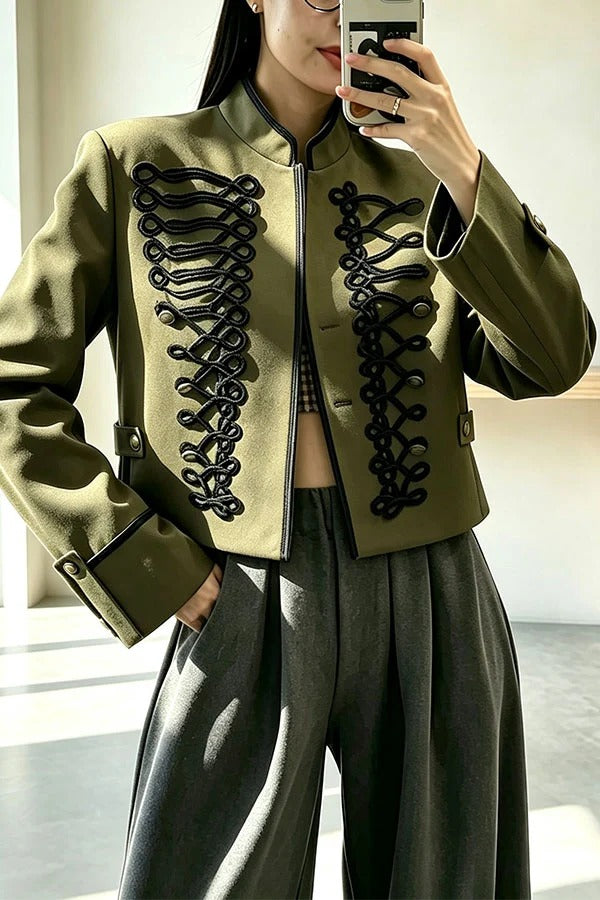 French Romantic Metal Button-down Long Sleeve Napoleon Jacket