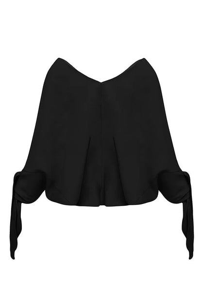 Joyful Bond Linen Blend V-neck Knotted Cuff Half Sleeve Loose Top
