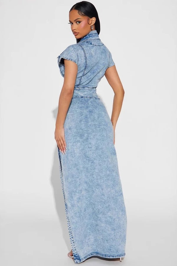 Slim Fit Split Denim Dress