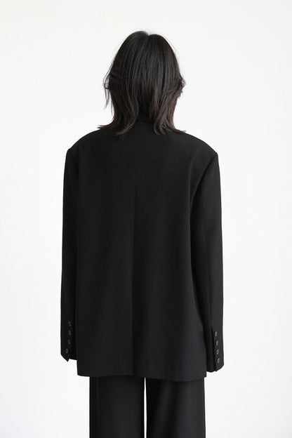Deconstructed Wide Lapel Draped Blazer